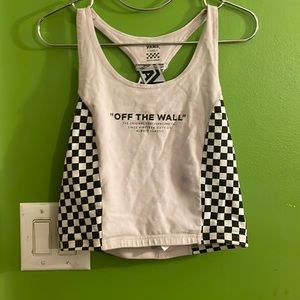 “Off the wall” vans checkerboard crop top in lavender (size large)